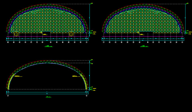 汉川跨度110米，拱高35_7米煤棚网架